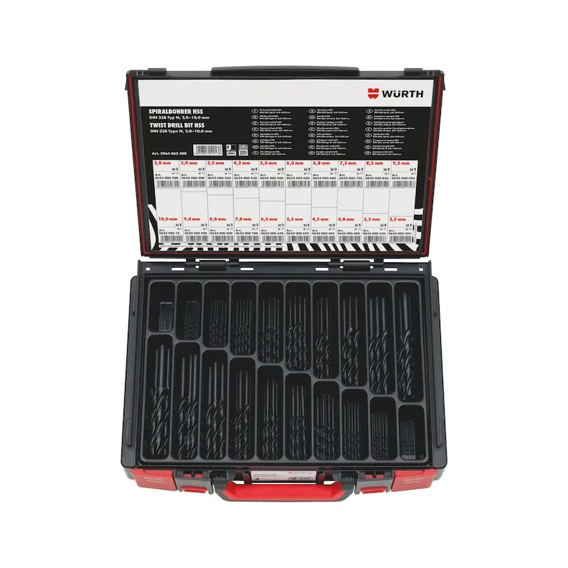 ASSORTIMENT HSS SPIRAALBOREN 82DELIG IN SYSTEEMKOFFER