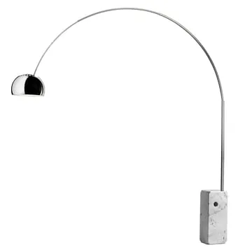 FLOS  ARCO LEDSTEHLEUCHTE, EDELSTAHL / MARMOR WEIß