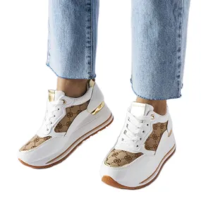 Inna Witte wedge sneakers met Rouxi print