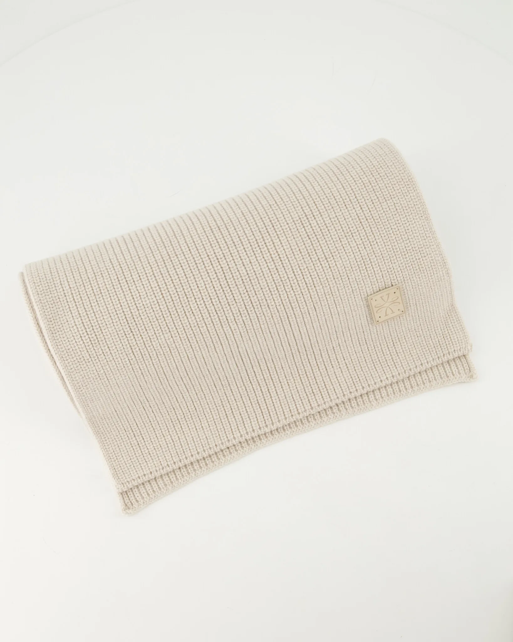 Jacob Cohën Ribbed Wool Scarf Offwhite