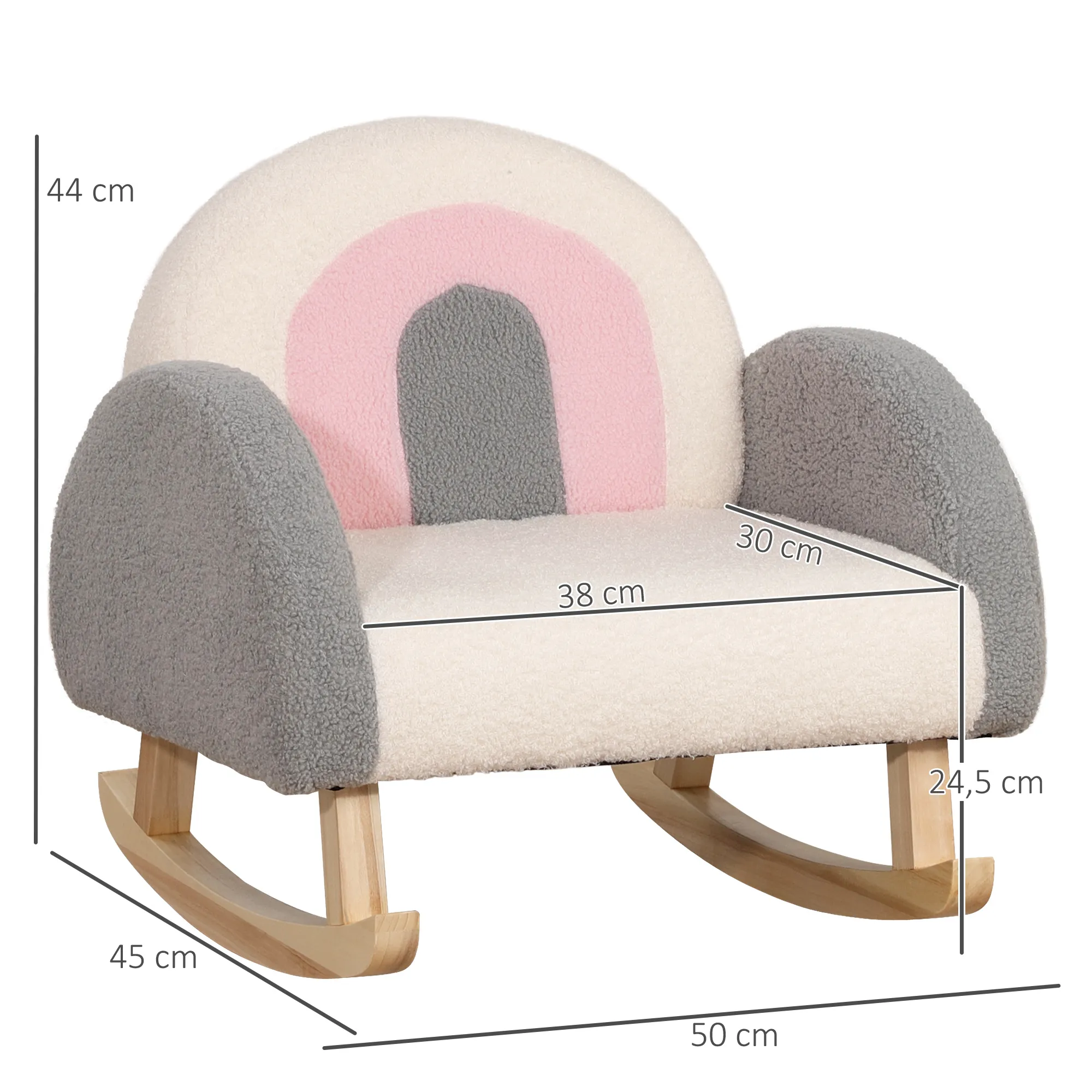 KINDERZITJE SCHOMMELSTOEL VOOR PEUTERS KINDERFAUTEUIL KINDERBANK VOOR 35 JAAR KINDEREN LAMSVELIMITATIE EUCALYPTUSHOUT GRIJS