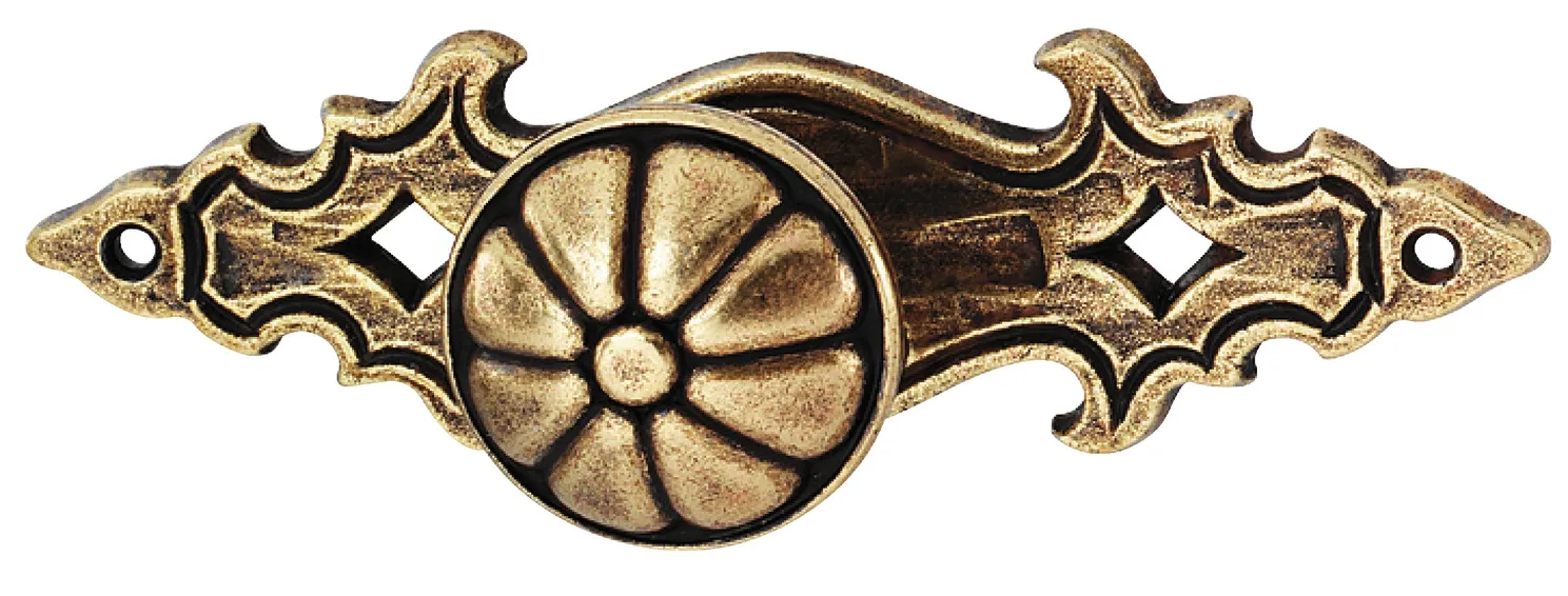 MEUBELKNOP, MET PLAAT, VAN ZINKALUMINIUMLEGERING