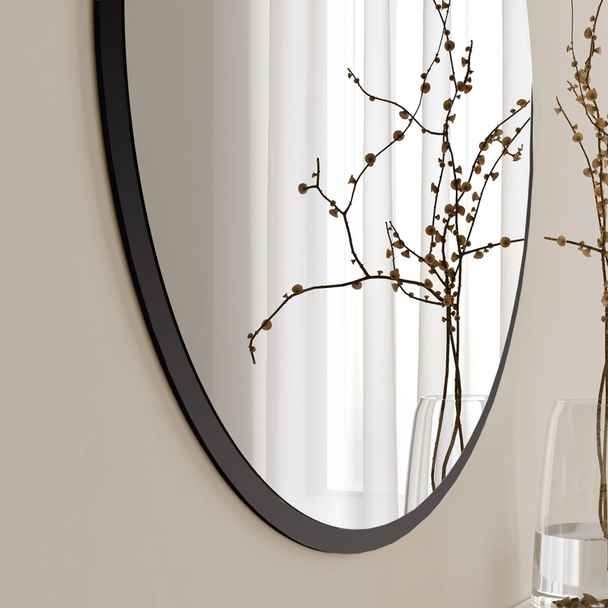 muur spiegel YUVARLAK diameter 60 cm zwart