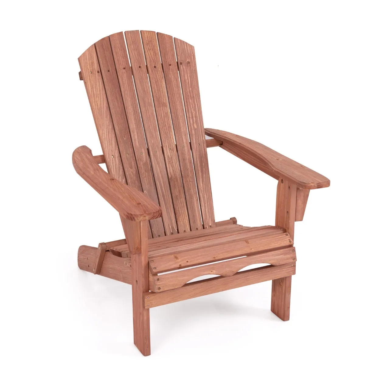 OPVOUWBARE ADIRONDACKSTOELSET OPVOUWBARE HOUTEN LIGSTOEL MET HOGE RUGLEUNING EN BREDE ARMLEUNINGEN MAXIMALE BELASTING 180 KG