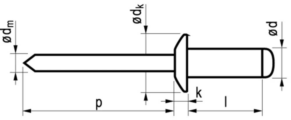 POPNAGEL ALUMINIUM CK  6X12MM KLEMBEREIK: 68MM