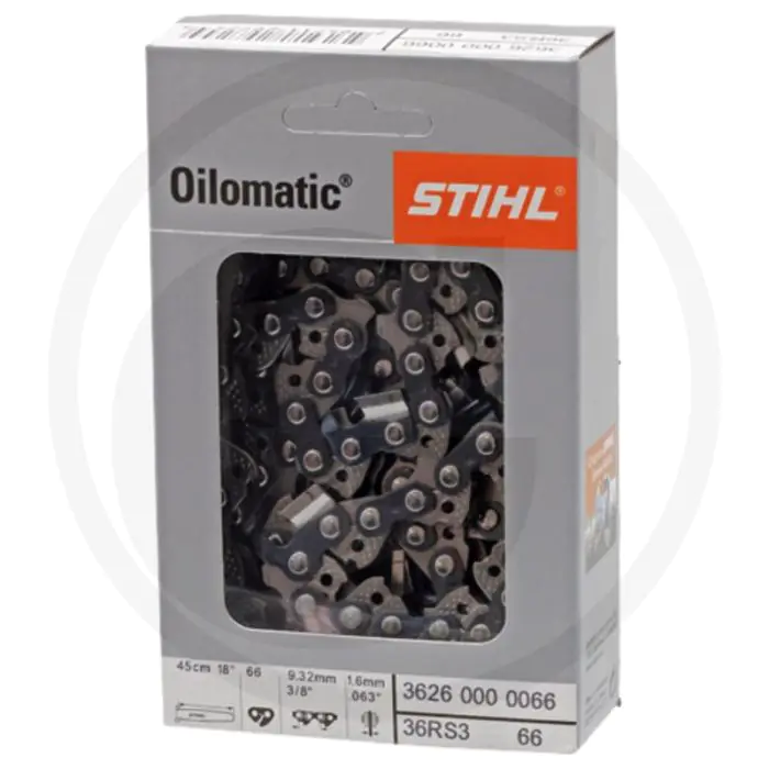 Stihl zaagketting haakse zaagtand - 3/8' steek, 1,6mm dikte, 105 aandrijfschakels