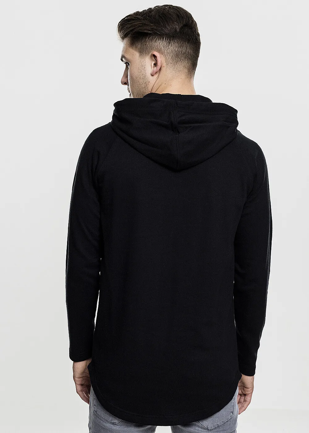 Urban Classics Herren Hoodie in Longform mit Tunnelzug schwarz