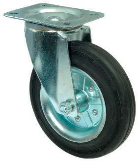 ZWENKWIEL Ø 160MM, LOOPVL GUMMI SCHWARZ, HALBELASTIK, STALEN VELG, , 135KG